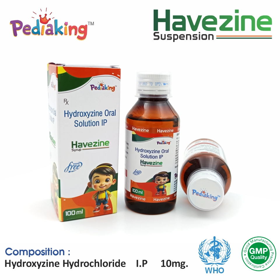 Hydroxyzine (10mg) Suspension at the best price in PCD Pharma Franchise for Antihistamine and Allergy and Anxiety Relief.